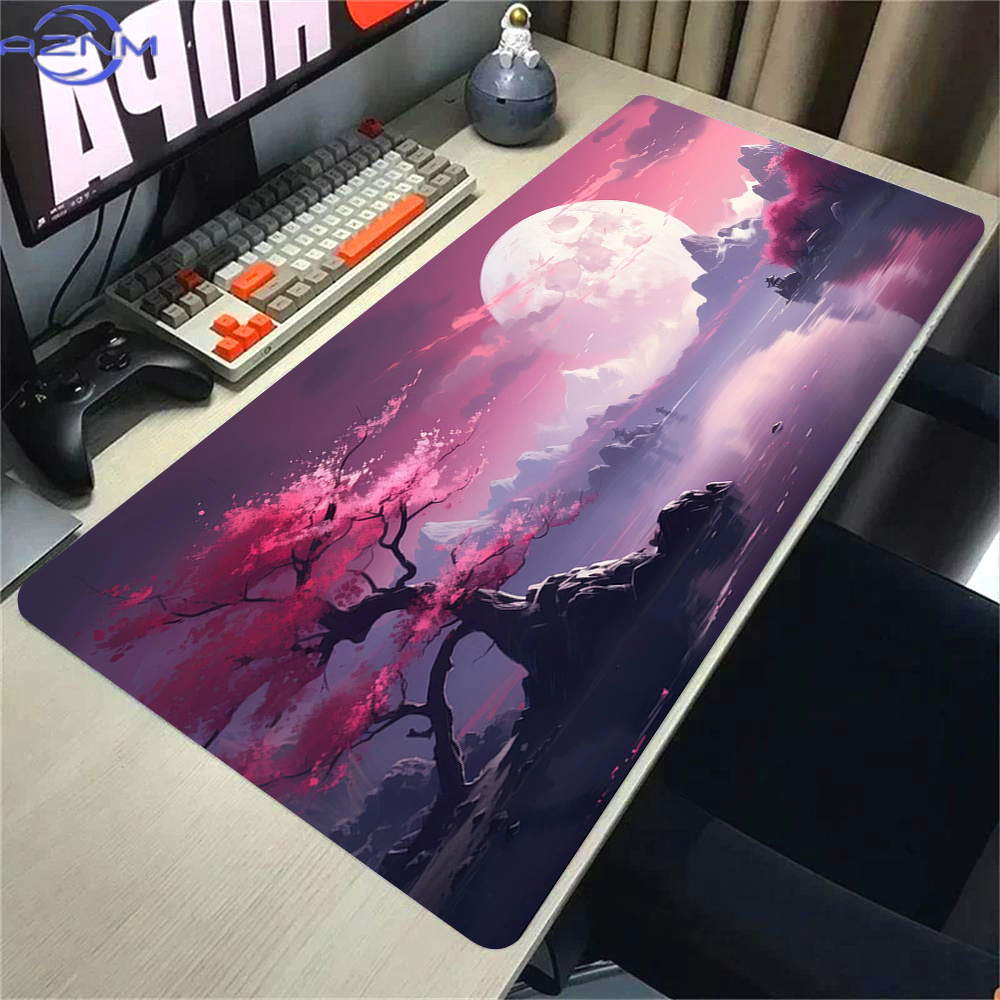 Gaming Accessories Pink - Pink Sakura Anime Mousepad Landscape Gaming