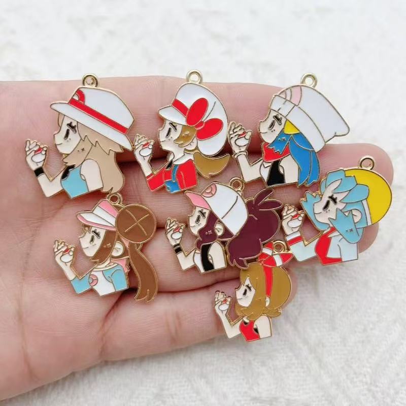 Gaming Accessories Gifts - 10pcs Cartoon Girl Drip Oil Alloy
