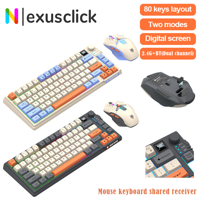 Gaming Accessories Combo - Premium Dual-Modes 2.4G+Bluetooth Keyboard Mouse Combo