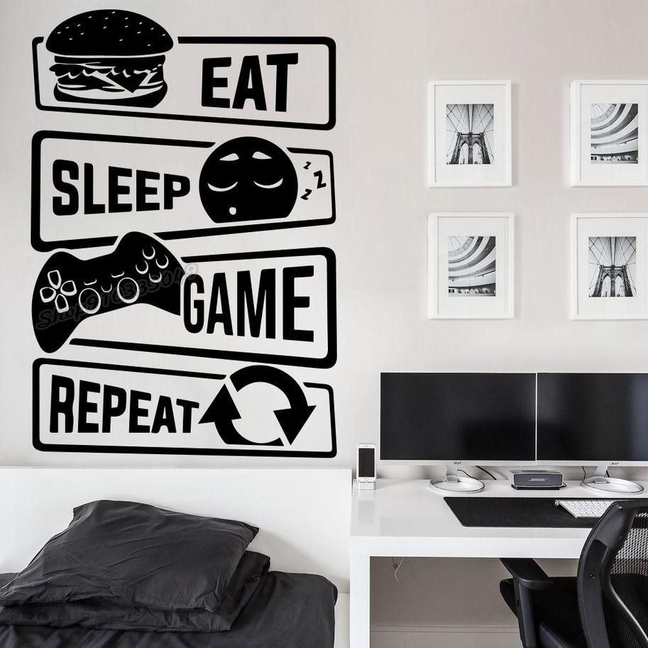 Gaming Accessories Wallpaper - Eat Sleep Game Repeat Gamer Wall