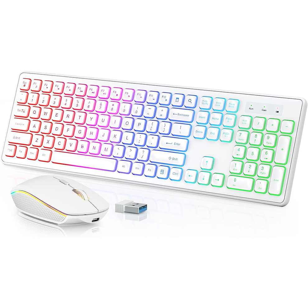 Gaming Accessories Combo - Backlit Wireless Keyboard and Mouse,Quiet Light