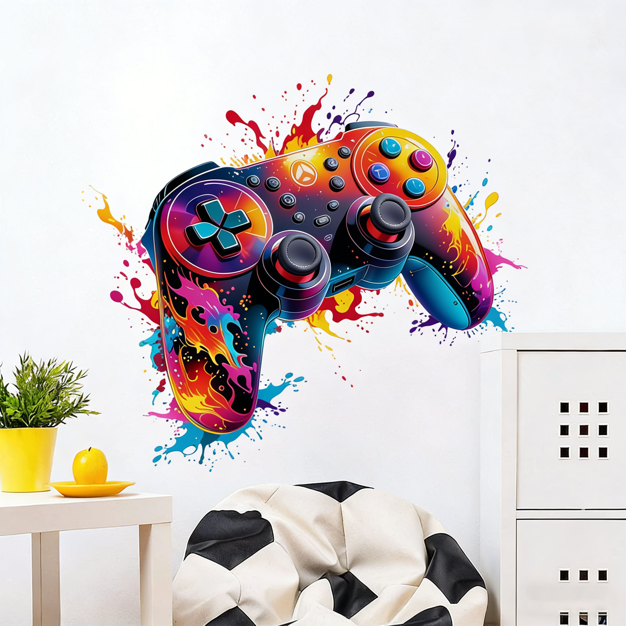 Red Flame Game Controller Wall - Gaming Accessories Wallpaper ulasan dan harga