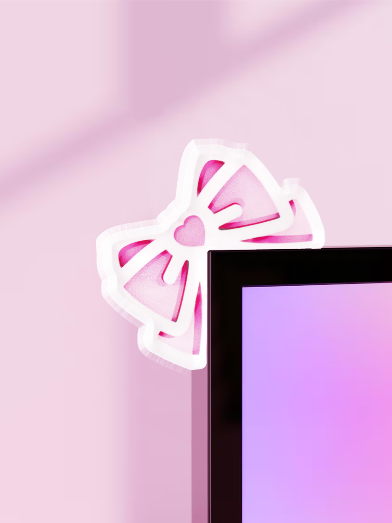 Kawaii Bow Monitor Decor Pink  - Gaming Accessories Pink ulasan dan harga